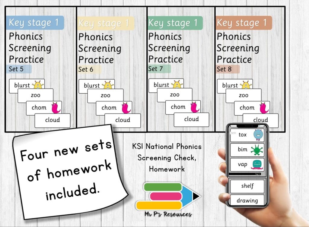 phonics screening homework pack