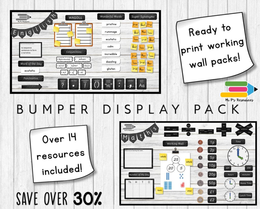Maths & English Display Pack, B+W (save 30%) | Mr P's Resources