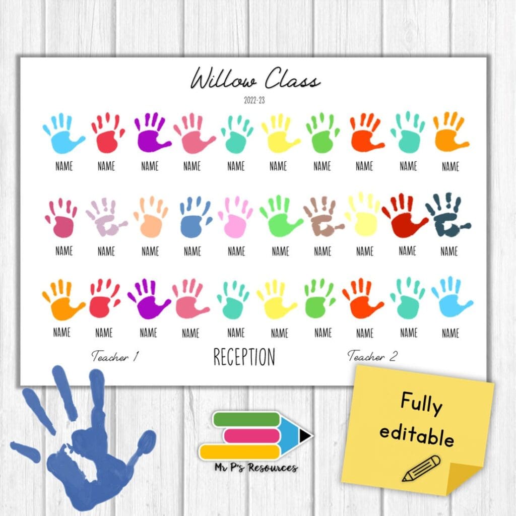 Editable Handprint Print Mr Ps Resources 8328