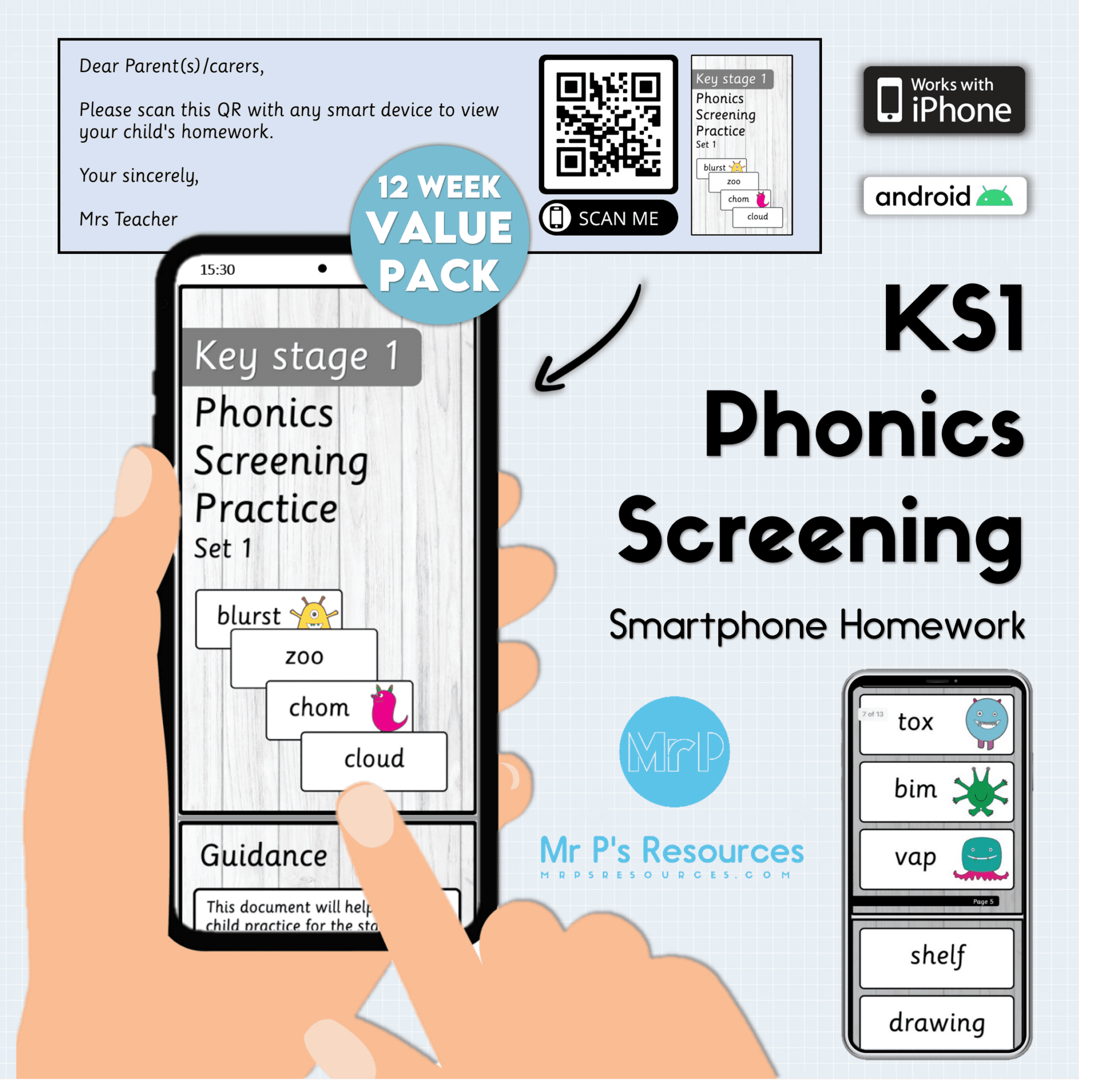 phonics screening homework pack